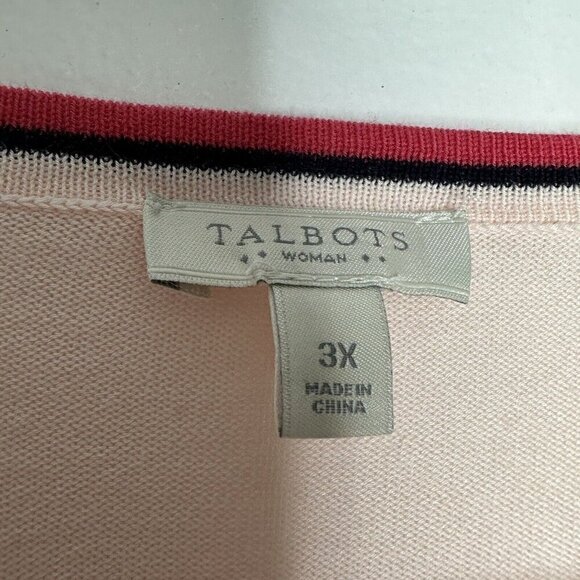 Talbots Cardigan Sweater Pink 3X Button Front 3/4 Sleeve - Picture 5 of 7